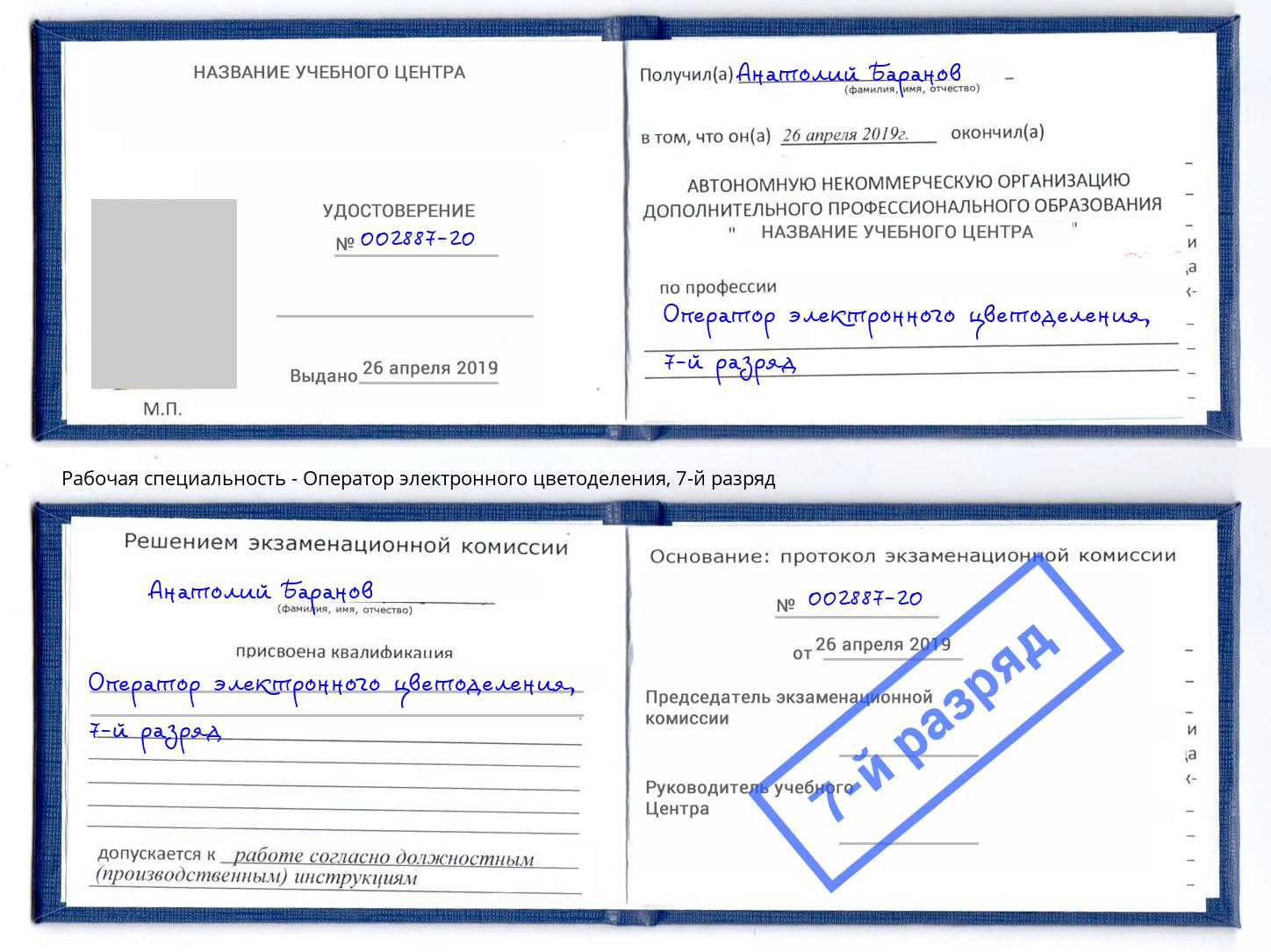 корочка 7-й разряд Оператор электронного цветоделения Кунгур