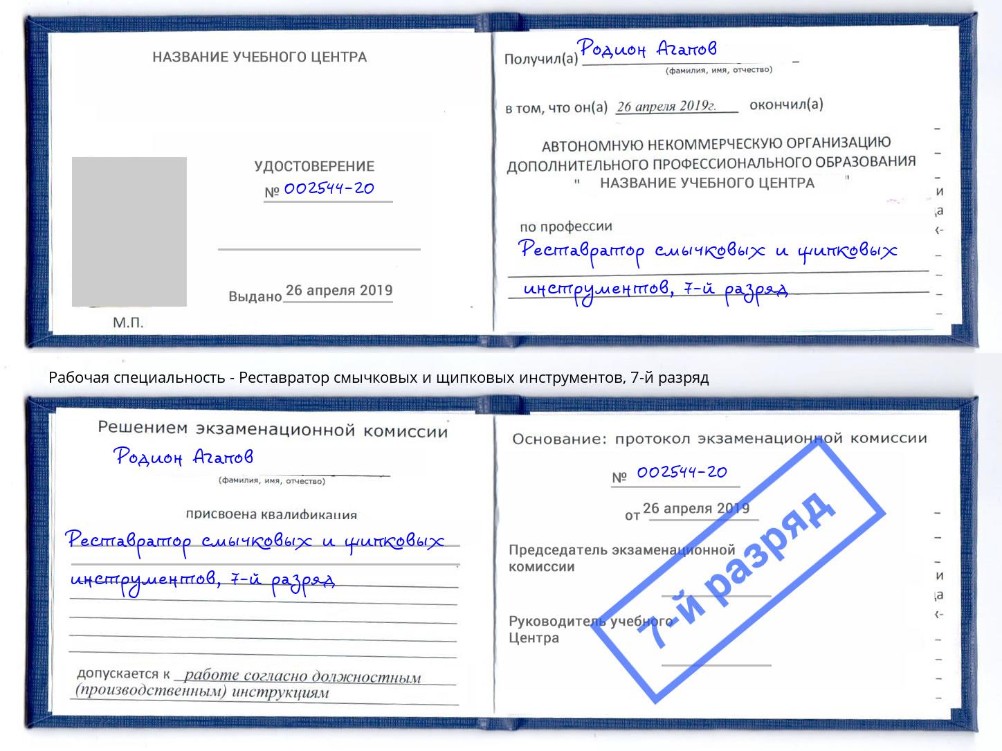 корочка 7-й разряд Реставратор смычковых и щипковых инструментов Кунгур