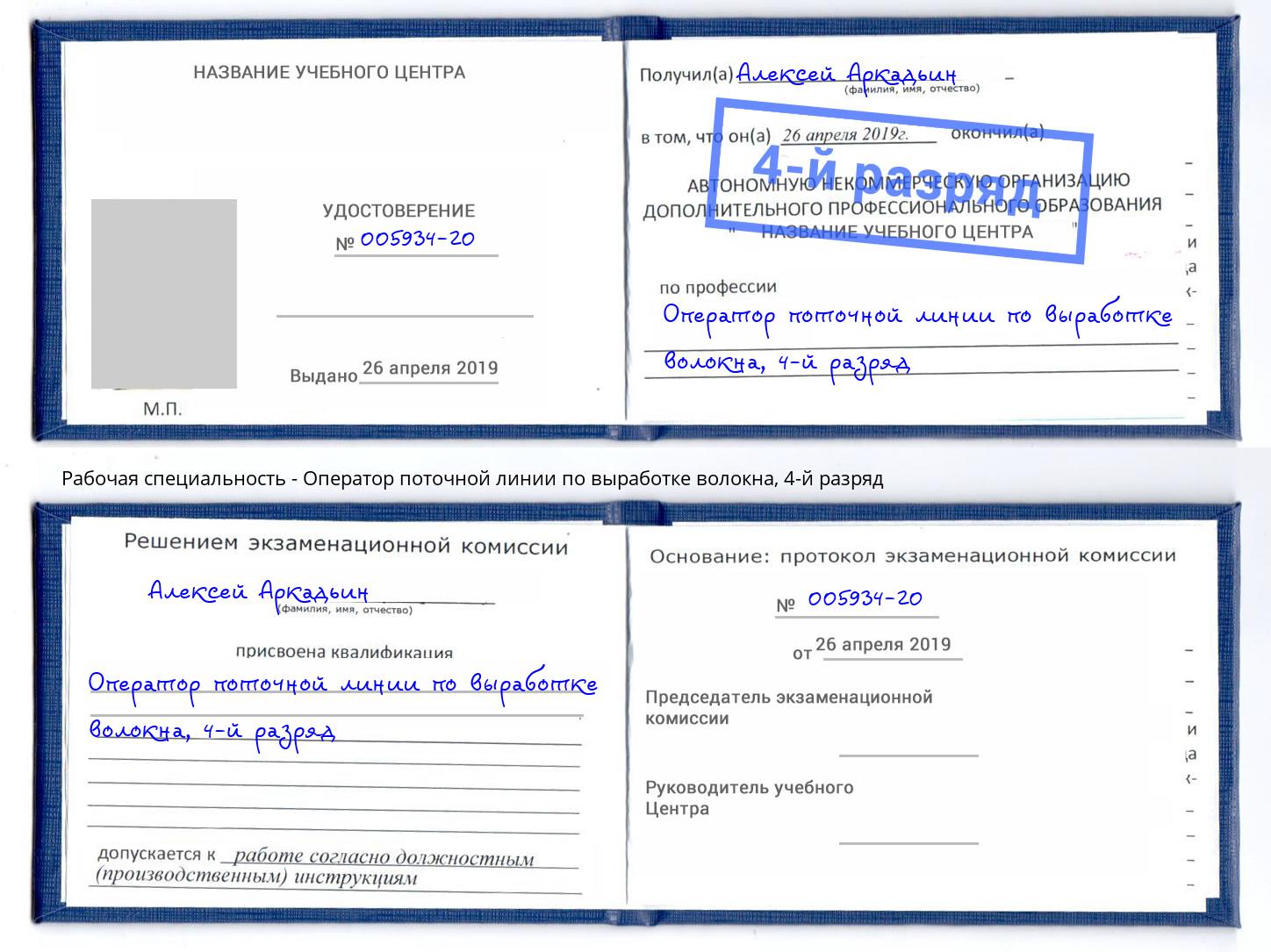 корочка 4-й разряд Оператор поточной линии по выработке волокна Кунгур